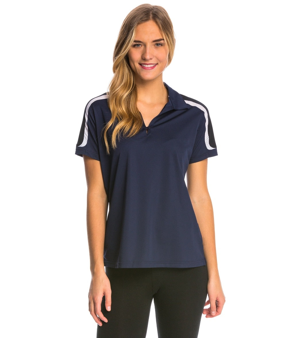 Women's Tech Polo Shirt - True Navy/Black/White 2Xl Polyester - Swimoutlet.com