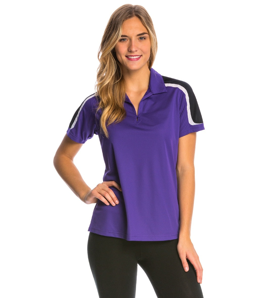 Women's Tech Polo Shirt - Purple/Black/White 3Xl Polyester - Swimoutlet.com