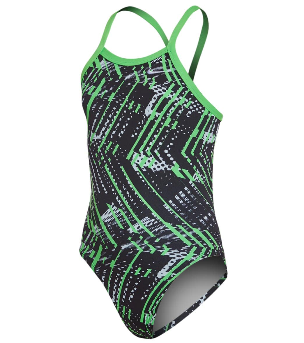 Nike Youth Shark Lingerie Tank One Piece Swimsuit - Rage Green 22 Polyester/Pbt - Swimoutlet.com