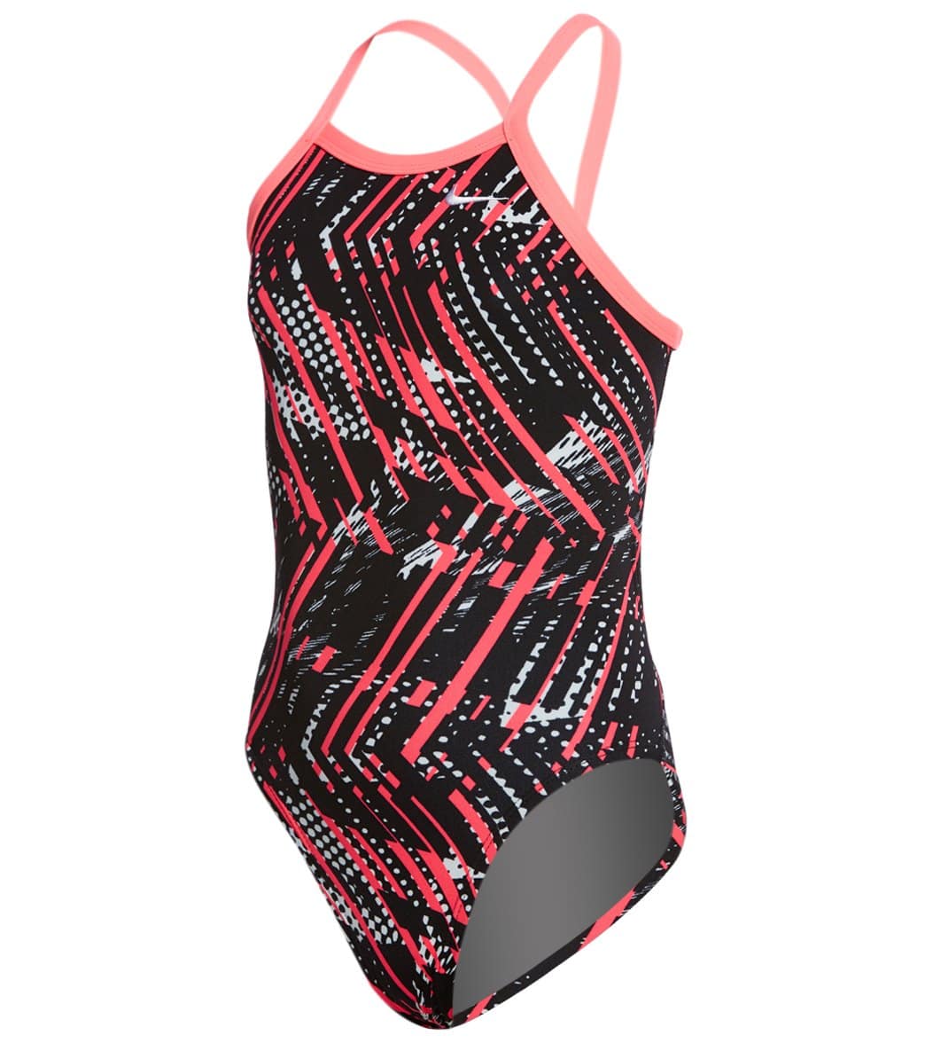 Nike Youth Shark Lingerie Tank One Piece Swimsuit - Racer Pink 22 Polyester/Pbt - Swimoutlet.com