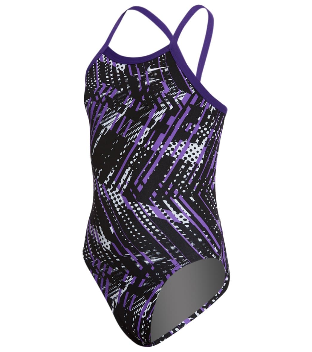 Nike Youth Shark Lingerie Tank One Piece Swimsuit - Hyper Grape 22 Polyester/Pbt - Swimoutlet.com