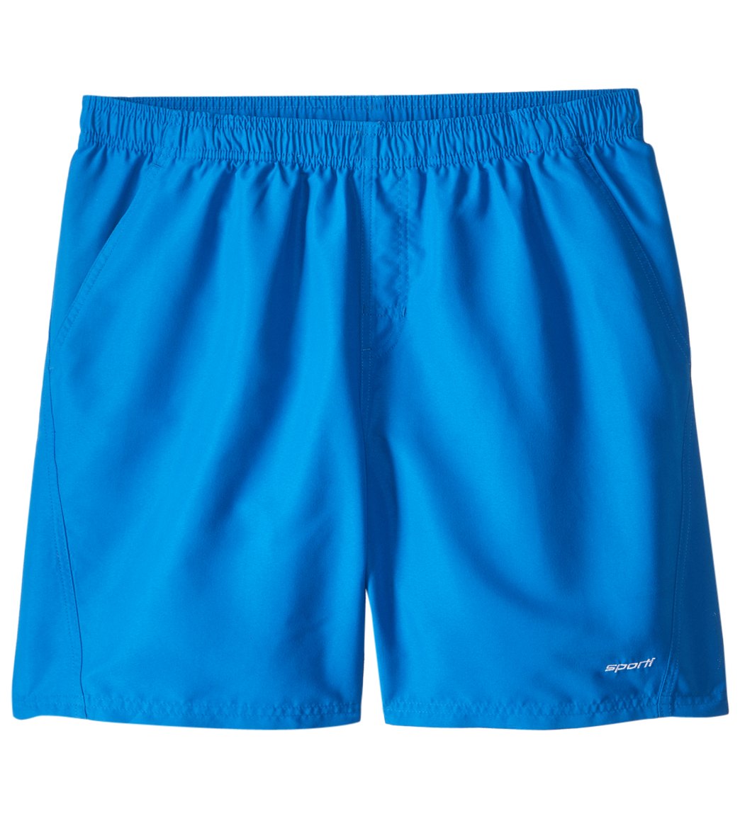 Sporti Men's Solid Swim Trunk - Bongo Blue Small Polyester - Swimoutlet.com