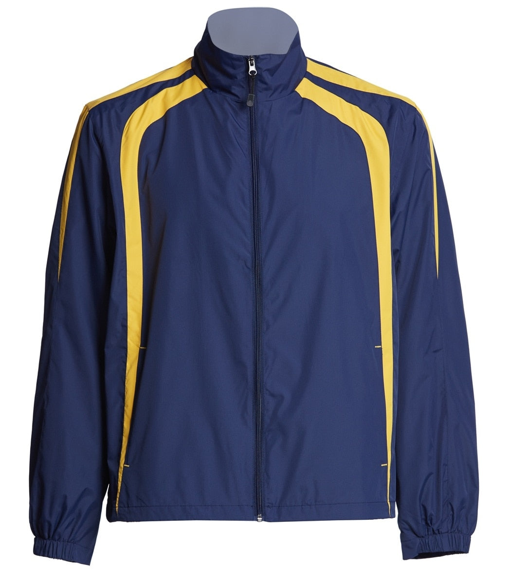 Men's Warm Up Jacket - True Navy/Gold Large Polyester - Swimoutlet.com