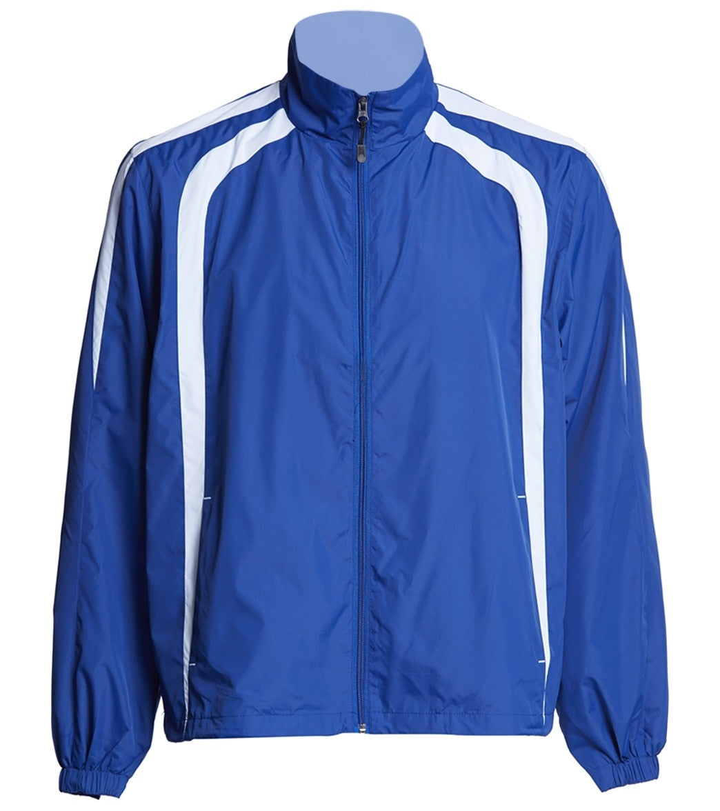 Men's Warm Up Jacket - True Royal/White 2Xl Polyester - Swimoutlet.com