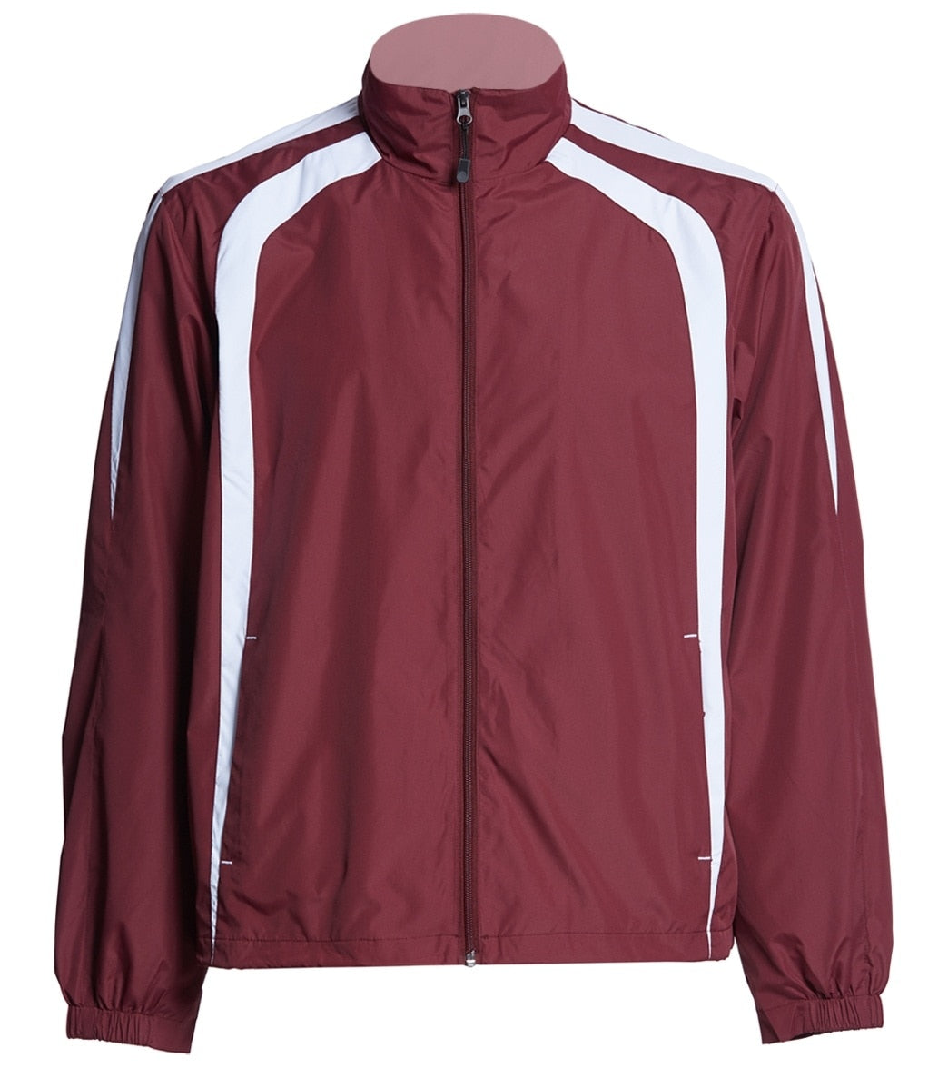 Men's Warm Up Jacket - Maroon/White 2Xl Polyester - Swimoutlet.com