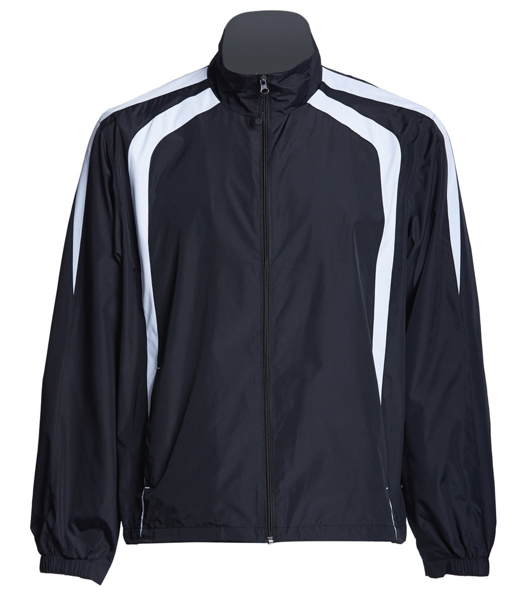 Men's Warm Up Jacket - Black/White Medium Polyester - Swimoutlet.com