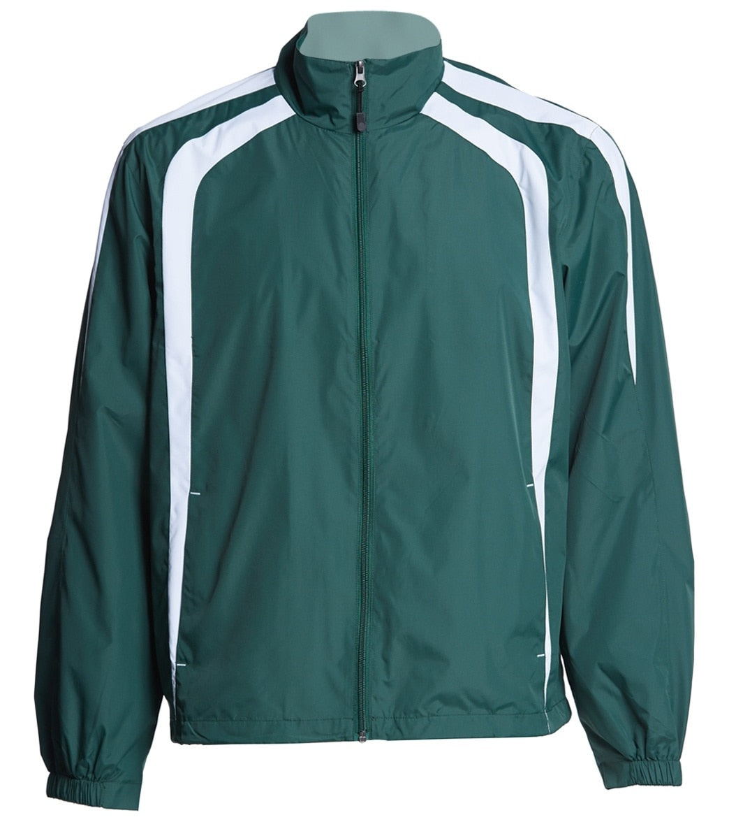 Men's Warm Up Jacket - Forest Green/White Large Polyester - Swimoutlet.com