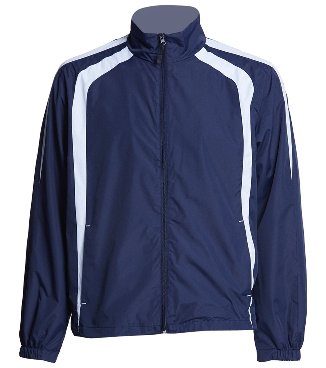 Men's Warm Up Jacket - True Navy/White Large Polyester - Swimoutlet.com