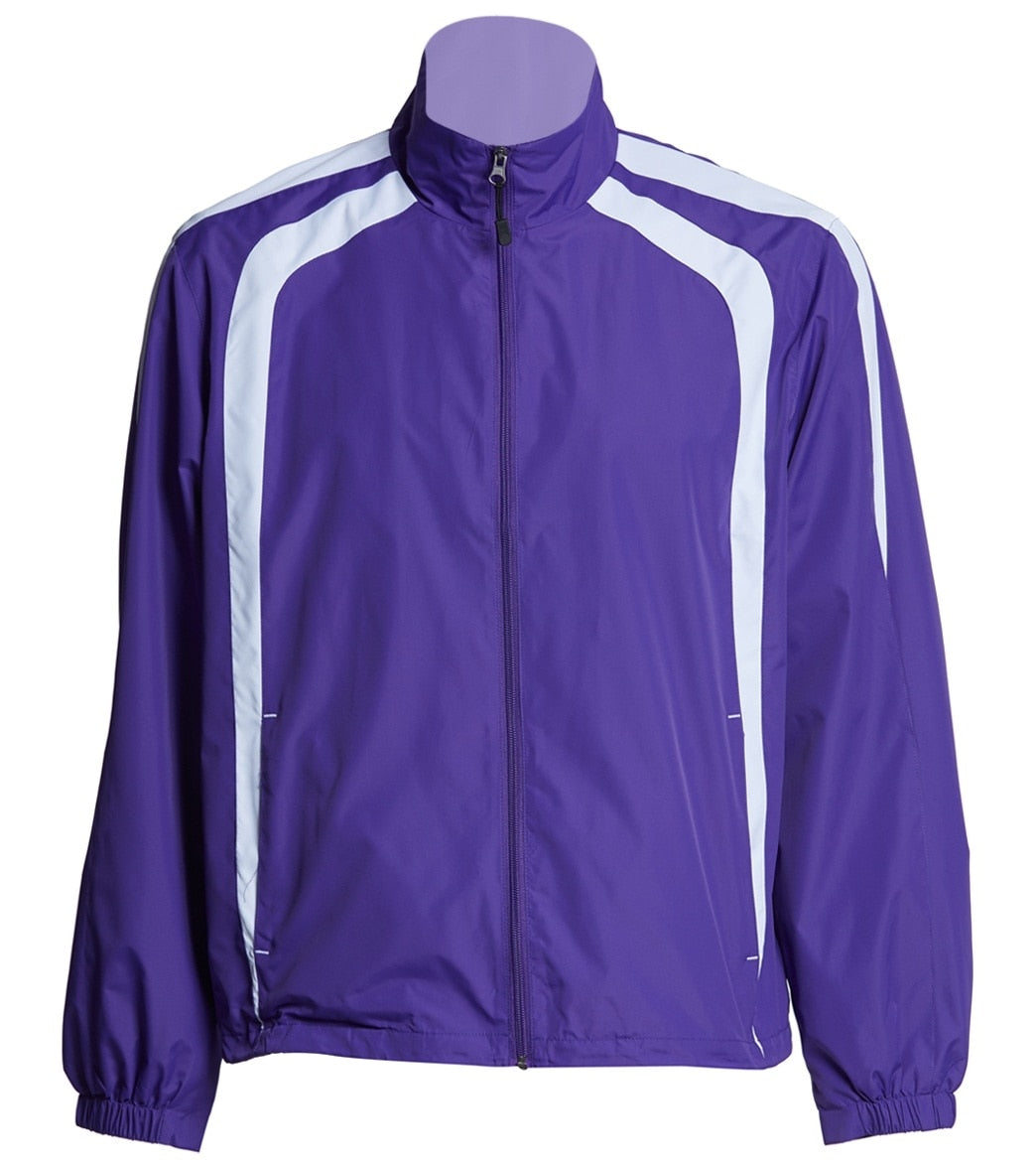 Men's Warm Up Jacket - Purple/White Large Polyester - Swimoutlet.com