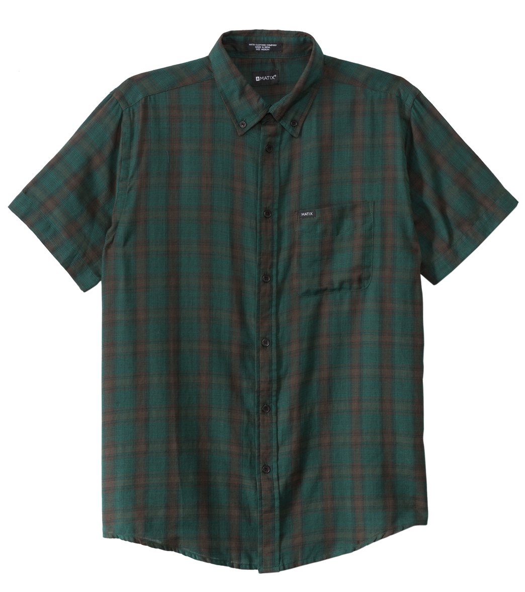 Matix Men's Goodwin S/S Flannel Shirt - Forest Medium Cotton - Swimoutlet.com