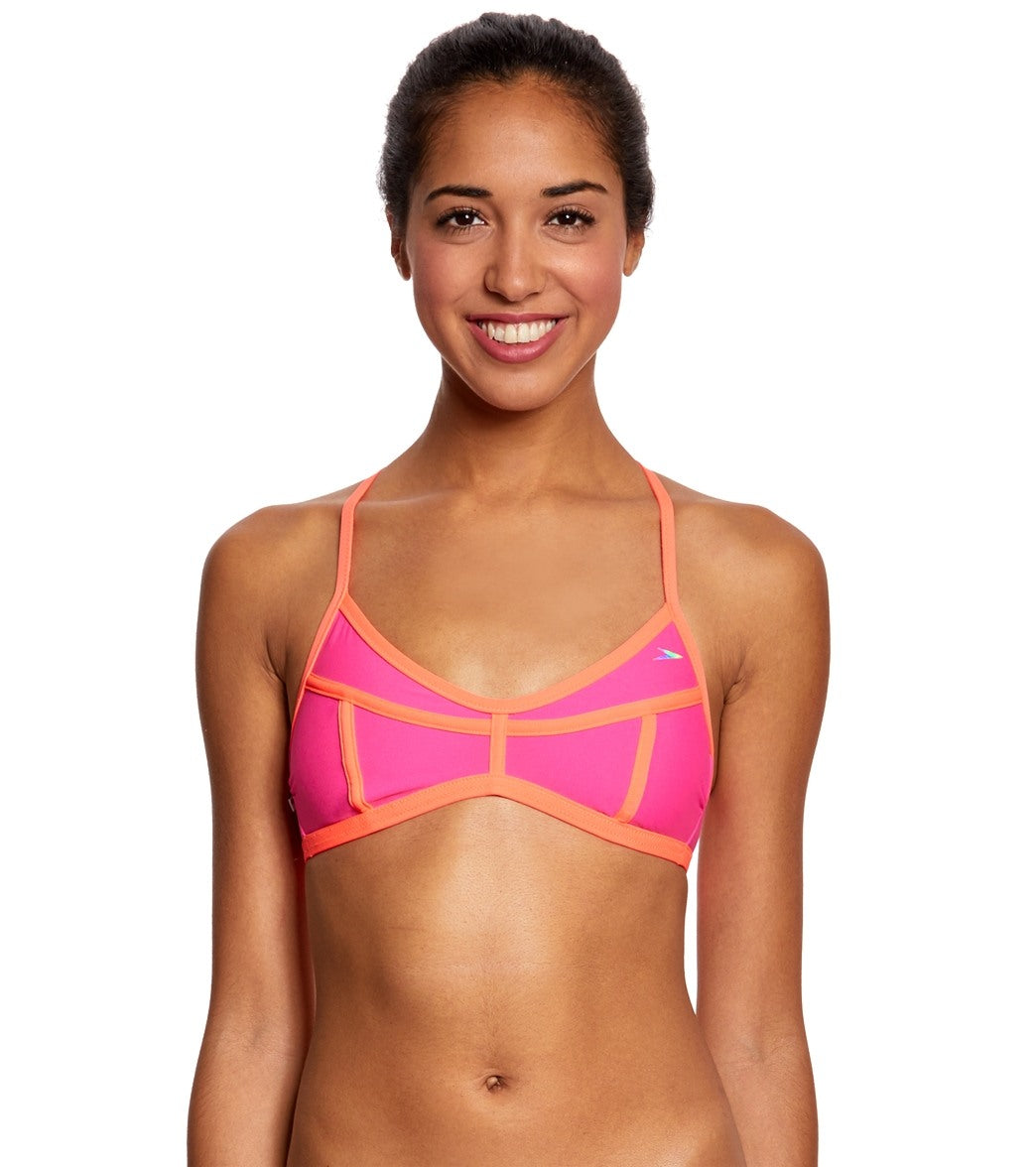 Speedo Missy Franklin Endurance Lite Colorblock Tie Back Swimsuit Top - Electric Pink Xl Polyester/Pbt - Swimoutlet.com