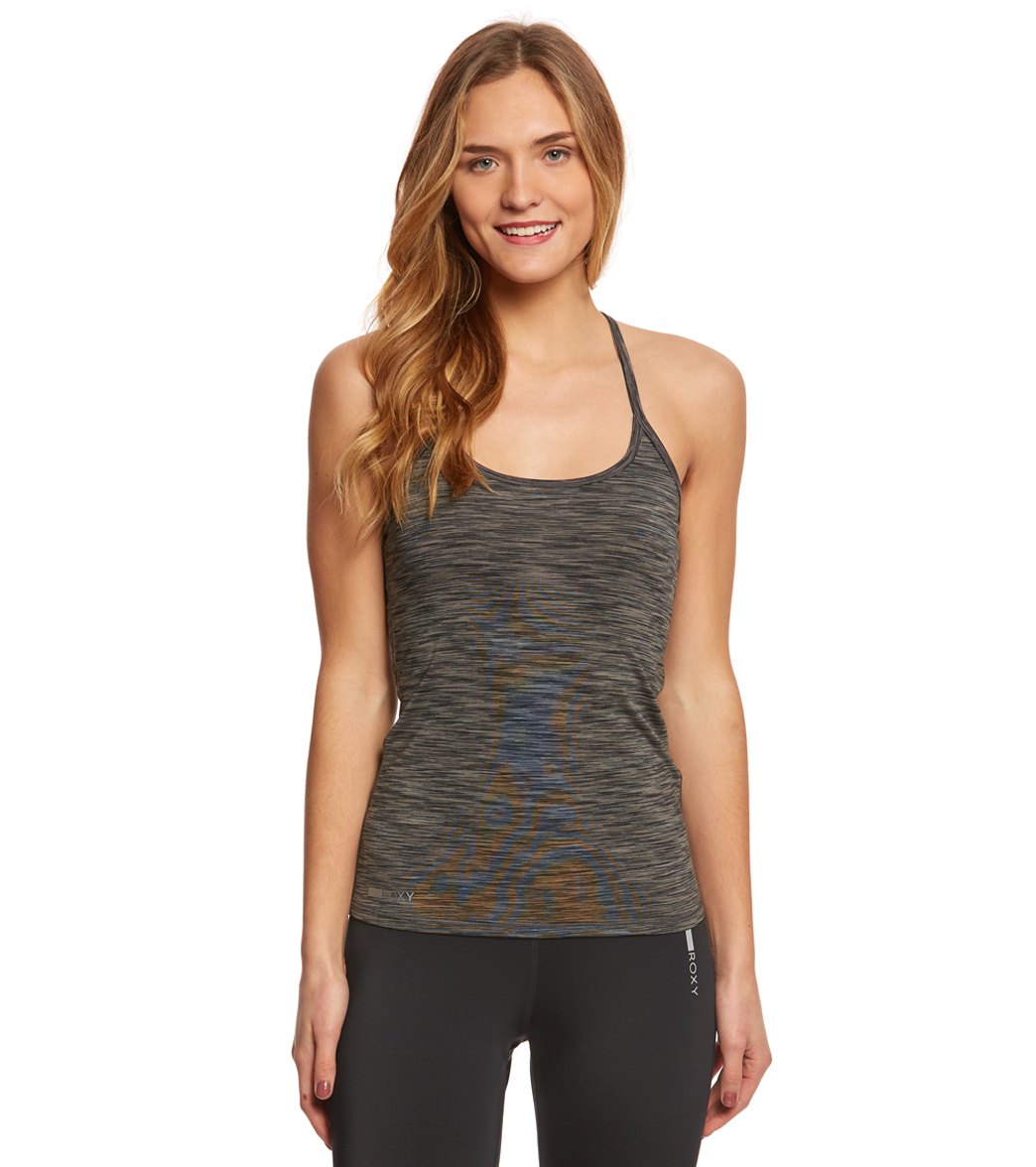 Roxy Women's Any Weather Fitness Tank 2 - Charcoal Heather Large Polyester/Elastane - Swimoutlet.com