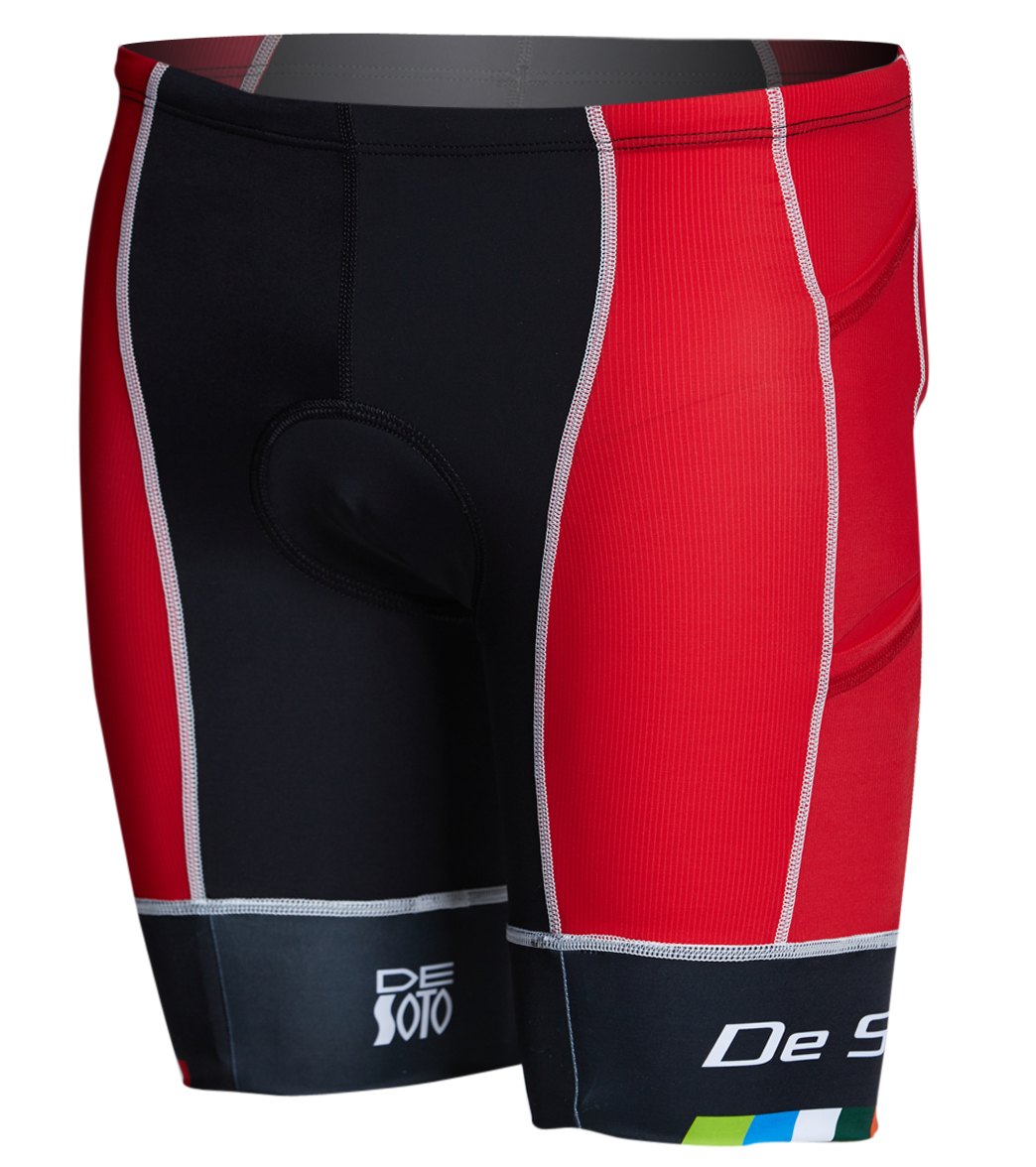 Desoto Men's Forza 4 Pocket Tri Short - Red/ Leg Band Medium - Swimoutlet.com