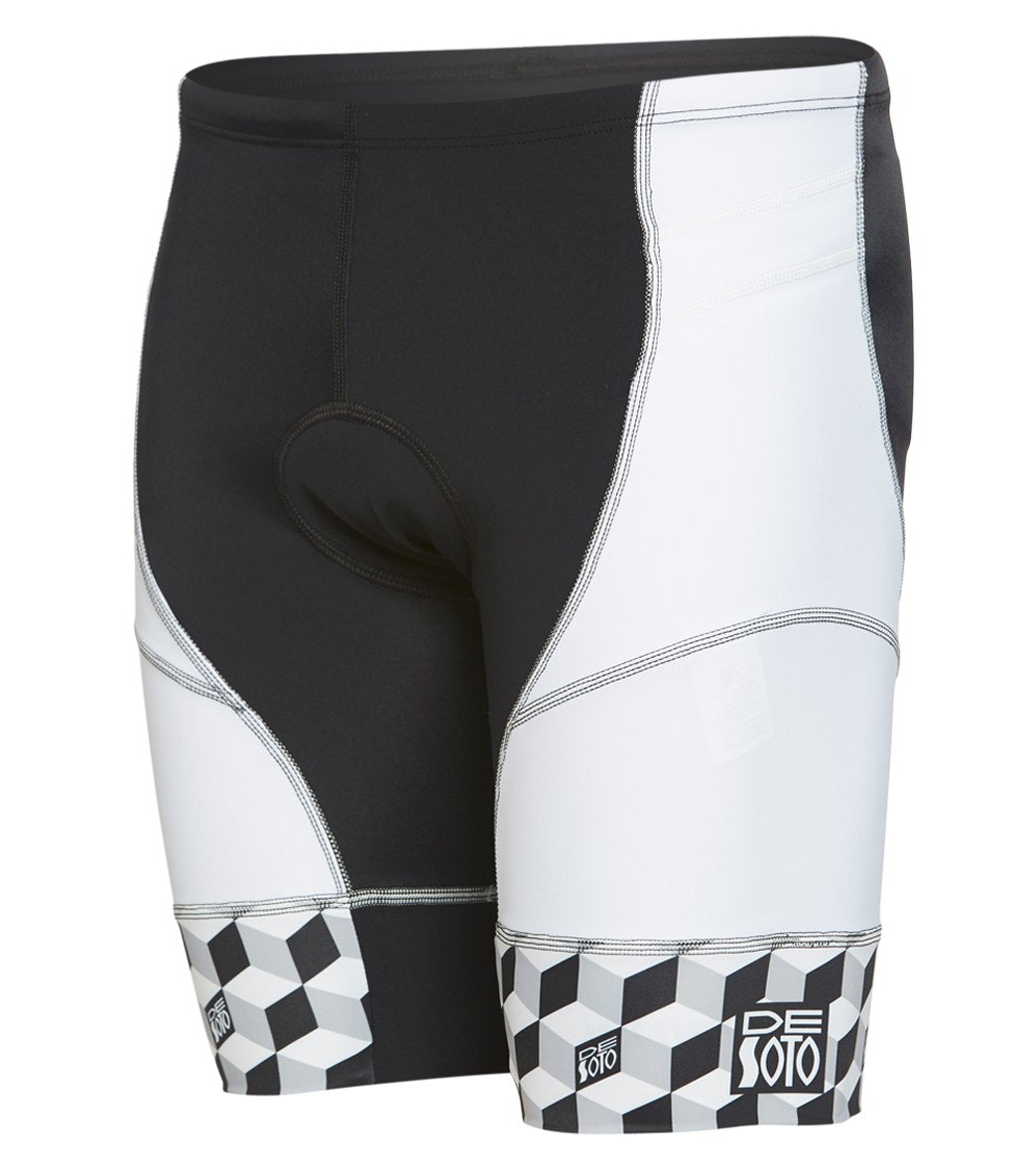 Desoto Men's Riviera Tri Short - White/Grey Cube Leg Band Medium - Swimoutlet.com