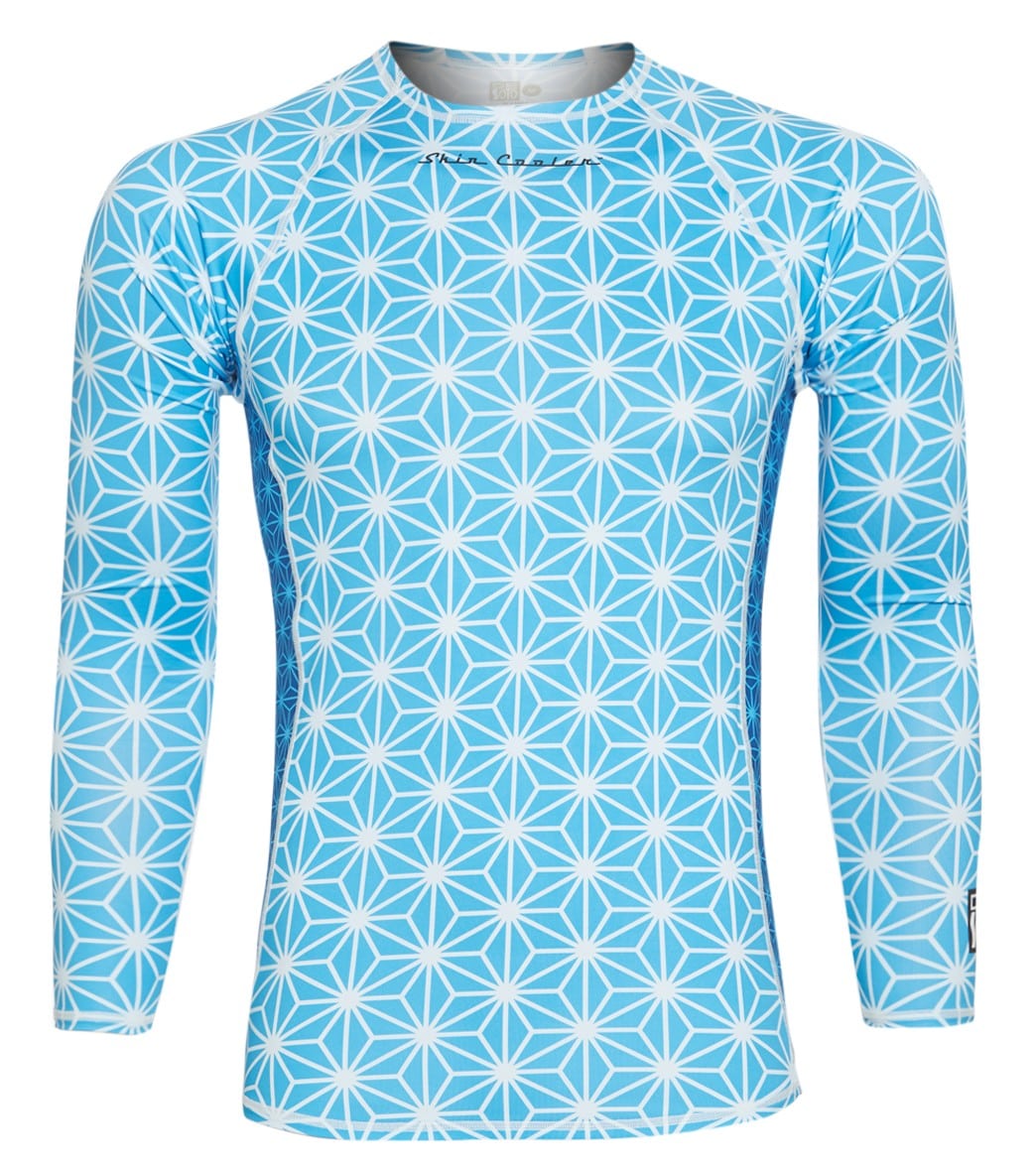 Desoto Men's Skin Cooler Long Sleeve Top - Blue Sparkle Medium Polyamide/Elastane - Swimoutlet.com