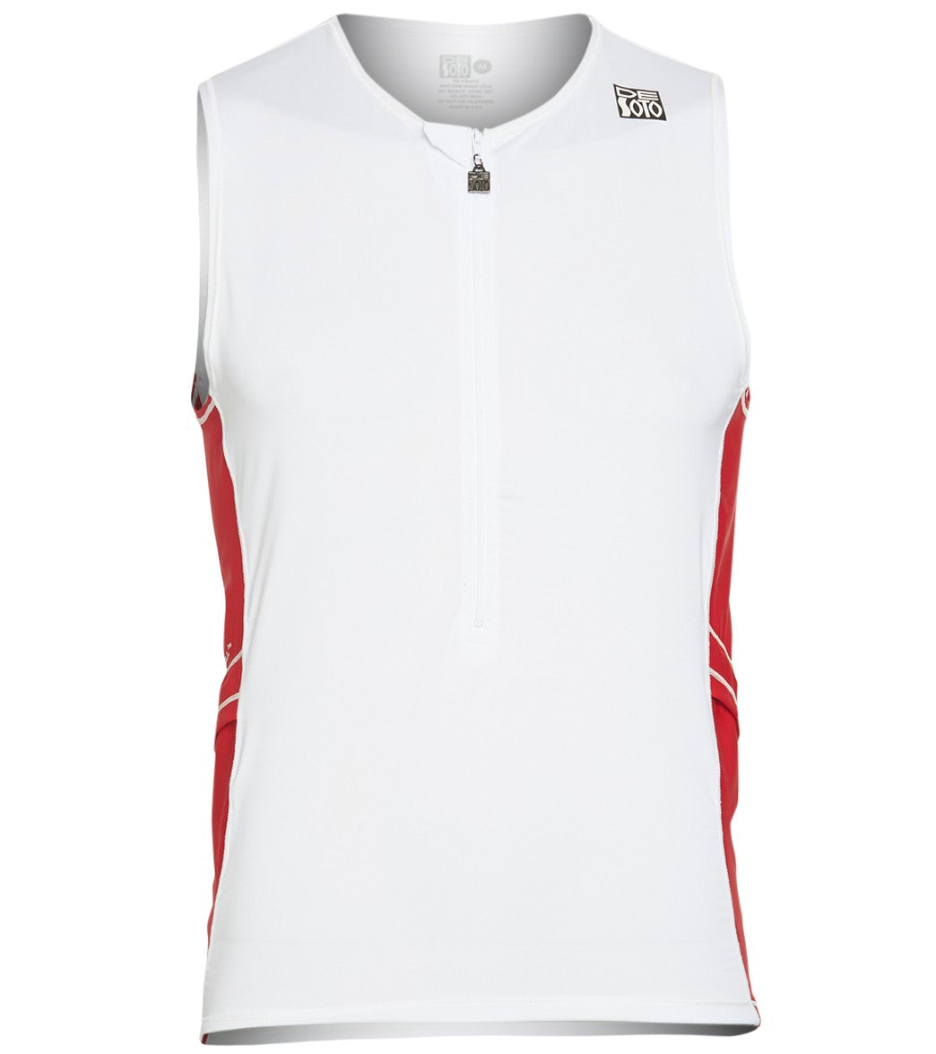 Desoto Men's Skin Cooler Half Zip Tri Top - White / Red Medium - Swimoutlet.com