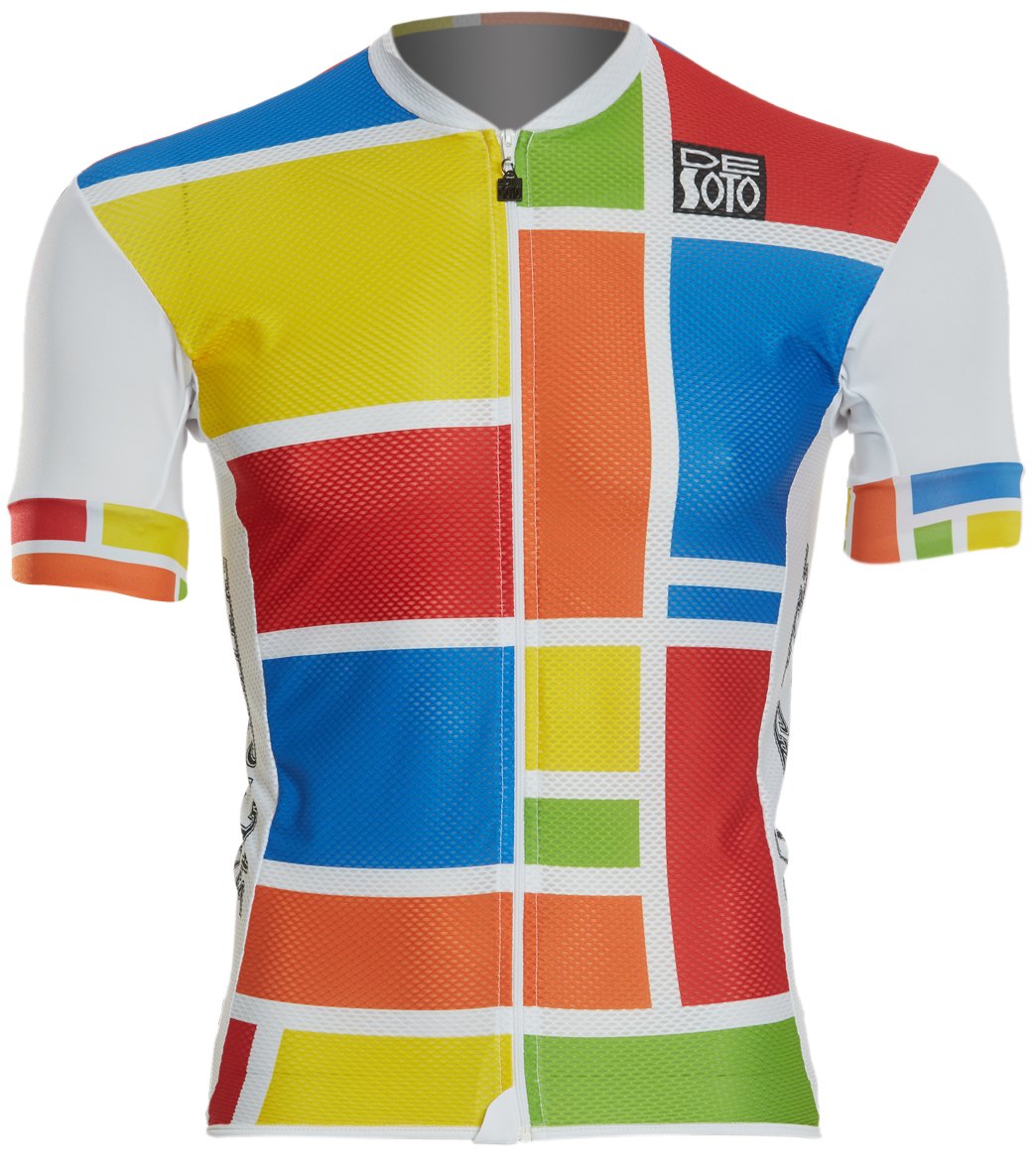 Desoto Men's Skin Cooler Full Zip Sleeved Tri Top - South Beach Mondrian Medium - Swimoutlet.com