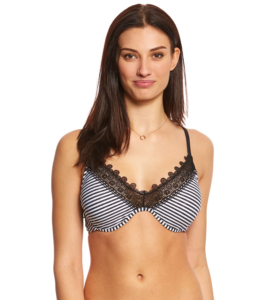 Seafolly Riviera Stripe Underwire Bikini Top D-Cup - Black Marble 6 Nylon/Elastane - Swimoutlet.com