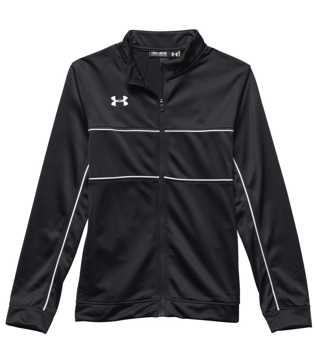 Under Armour Youth Rival Knit Warm-Up Jacket - Black/White Large Polyester - Swimoutlet.com