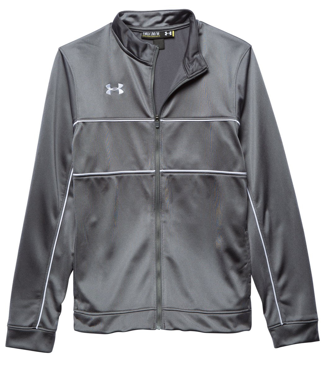 Under Armour Youth Rival Knit Warm-Up Jacket - Graphite/White Medium Polyester - Swimoutlet.com