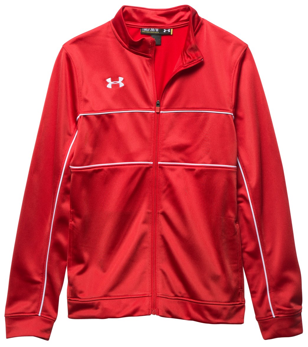 Under Armour Youth Rival Knit Warm-Up Jacket - Red/White Medium Polyester - Swimoutlet.com