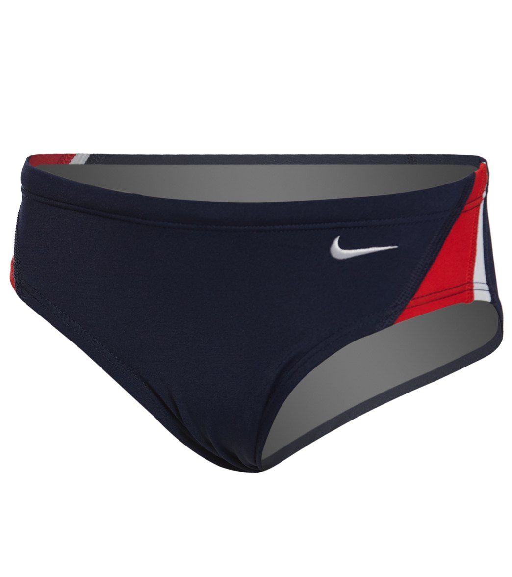 Nike Boys' Color Surge Brief Swimsuit - Red/Navy 22 Polyester/Pbt - Swimoutlet.com