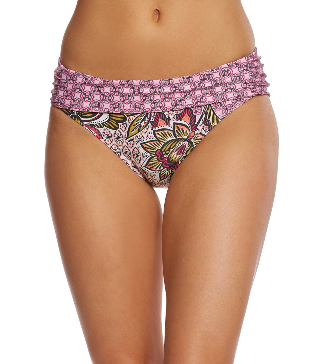 Prana Women's Sirra Bikini Bottom - Cosmo Pink Fleur D'amour X-Small Nylon/Spandex - Swimoutlet.com