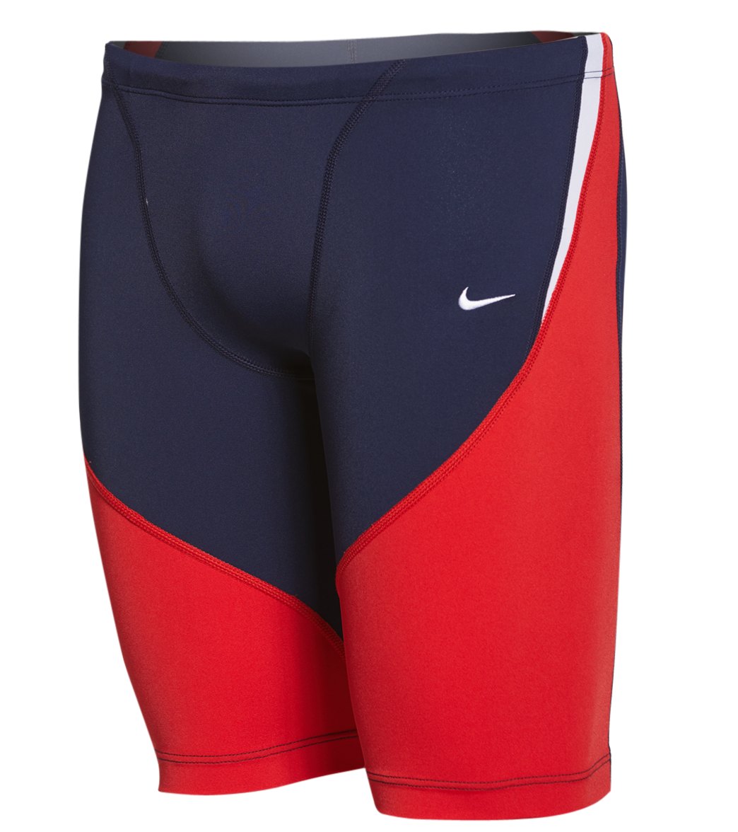 Nike Men's Color Surge Swimsuit Jammer - Red/Navy 26 Polyester/Pbt - Swimoutlet.com