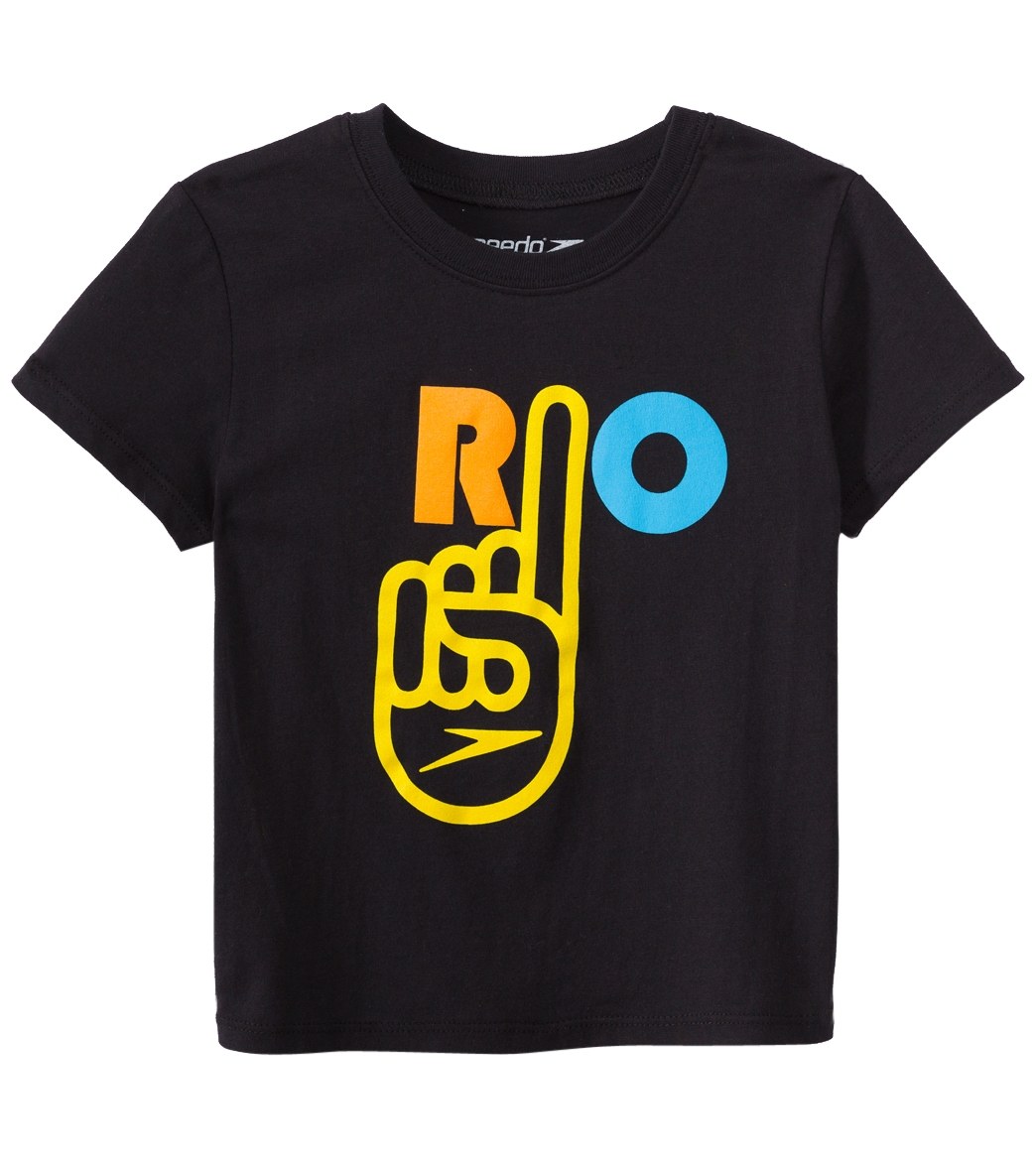 Speedo Men's Toddler Rio One Tee Shirt - Black 3T Cotton - Swimoutlet.com