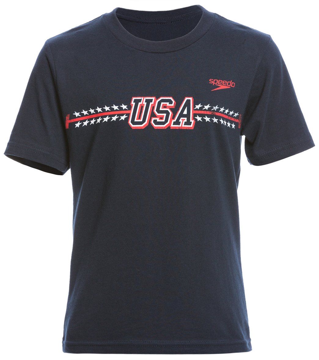 Speedo Youth Men's Franklin Jersey Tee Shirt - Navy Small Cotton/Polyester - Swimoutlet.com