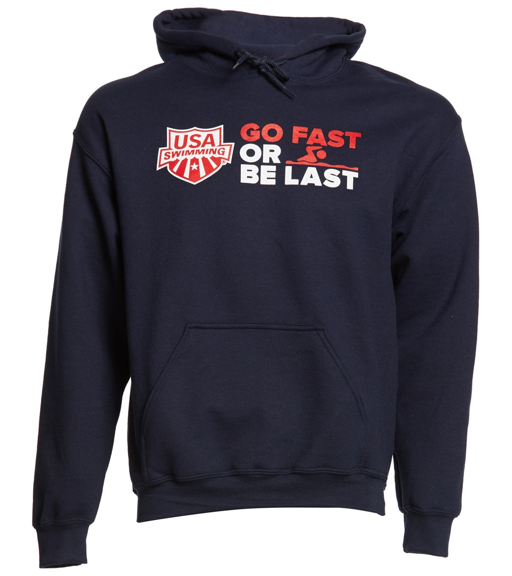 Usa Swimming Women's Go Fast Or Be Last Pullover Hoodie - Navy Large Cotton/Polyester - Swimoutlet.com