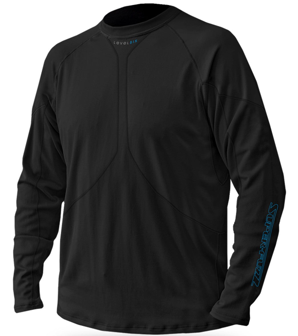 Level Six Men's Superfuzz Long Sleeve Fleece Paddle Top - Black Xl - Swimoutlet.com