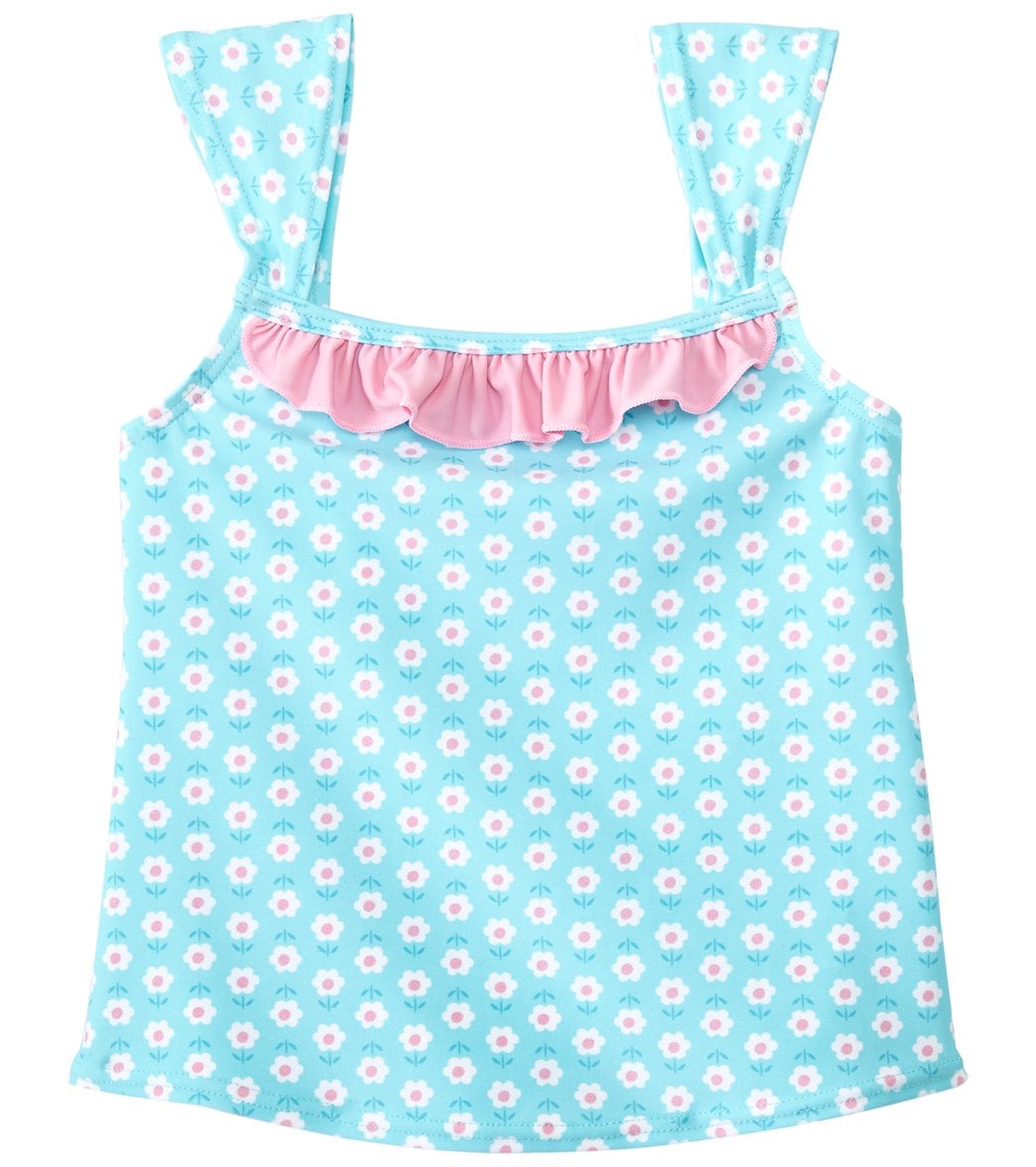 I Play. By Green Sprouts Girls' Classic Ruffle Swimsuit Top Baby - Aqua Daisy 18 Months - Swimoutlet.com