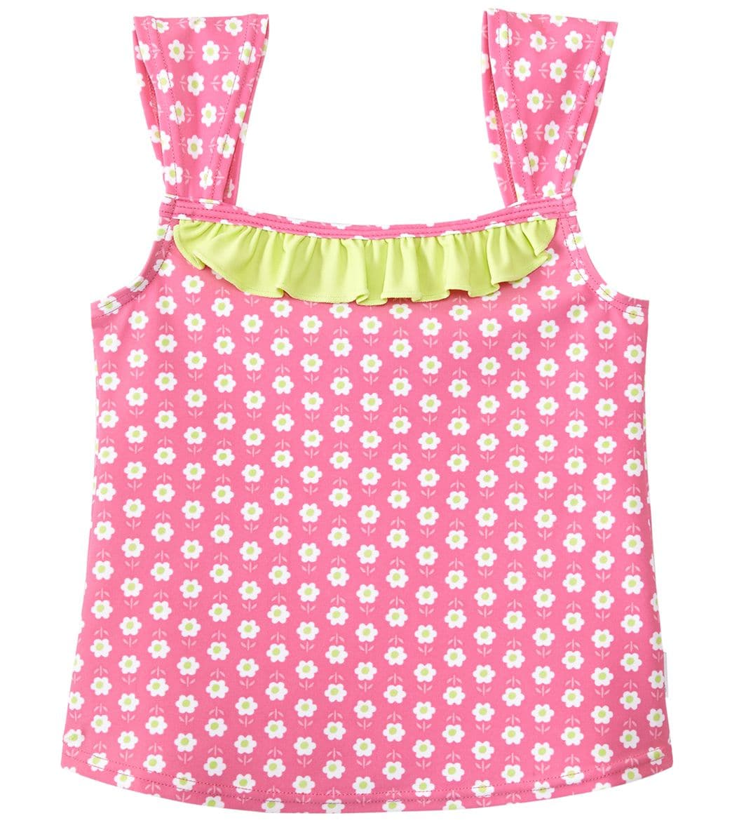 I Play. By Green Sprouts Girls' Classic Ruffle Swimsuit Top Baby - Hot Pink Daisy 18 Months - Swimoutlet.com