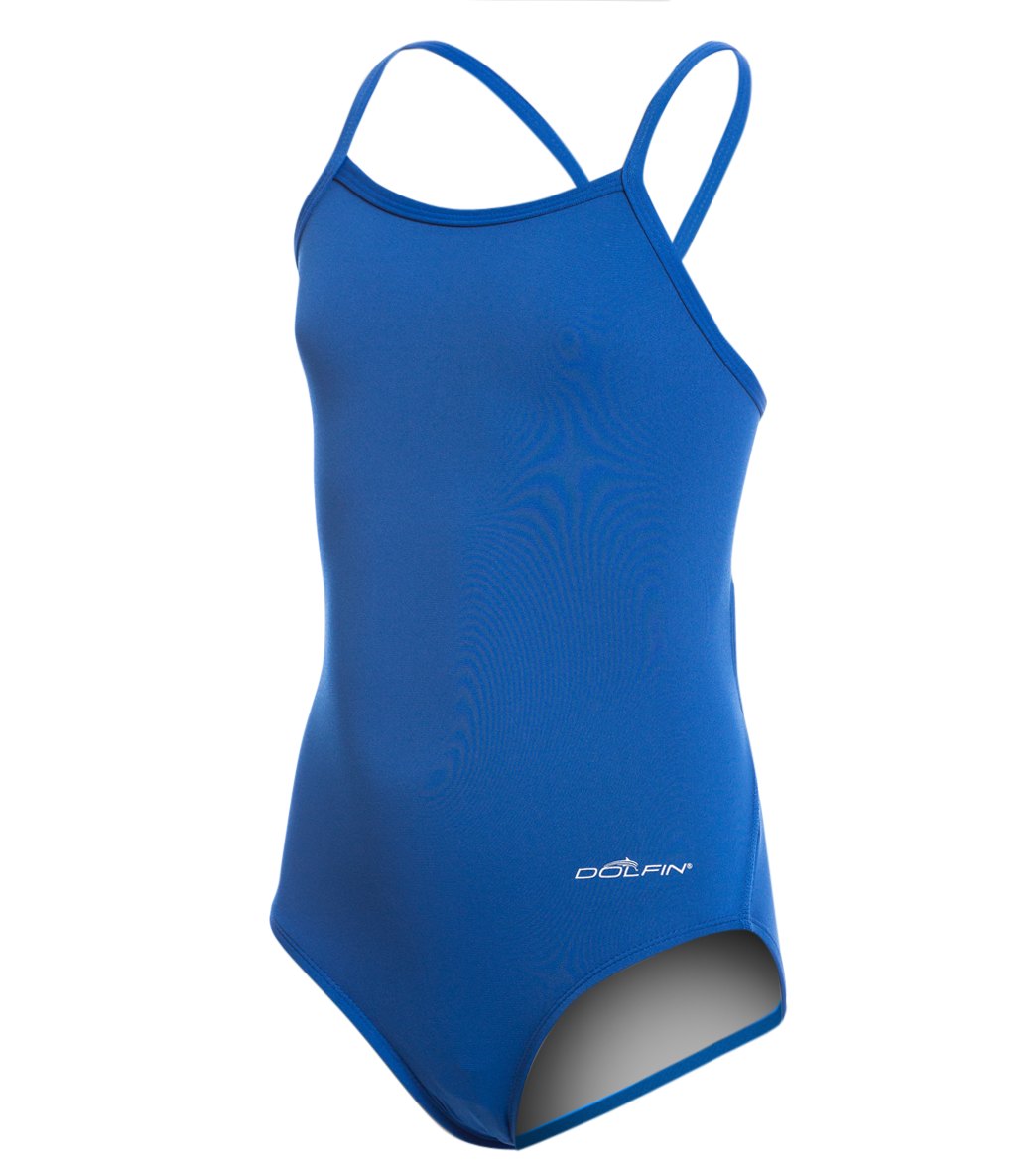 Dolfin Youth Reliance Solid V-Back One Piece Swimsuit - Royal 24 - Swimoutlet.com