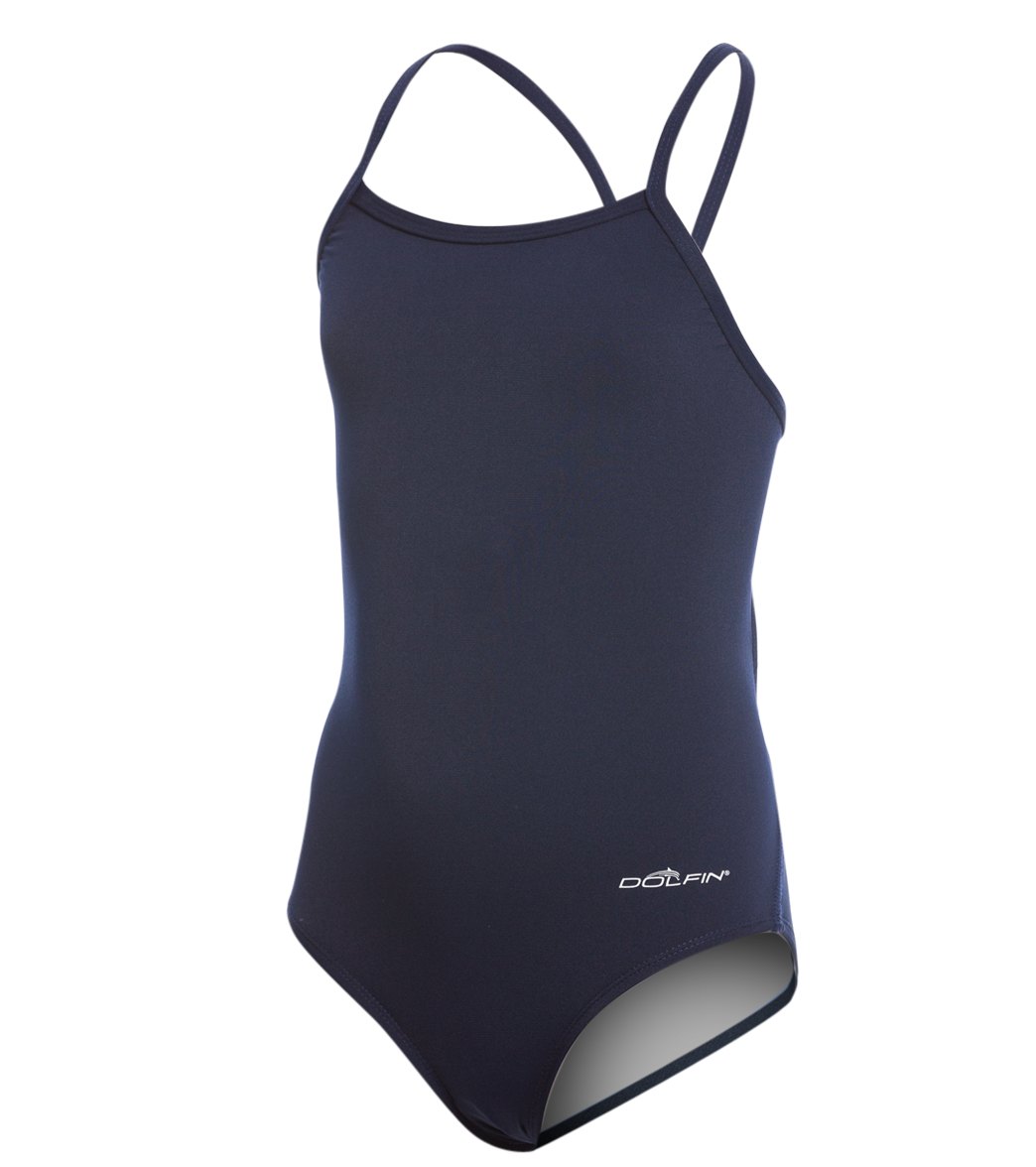 Dolfin Youth Reliance Solid V-Back One Piece Swimsuit - Navy 22 - Swimoutlet.com