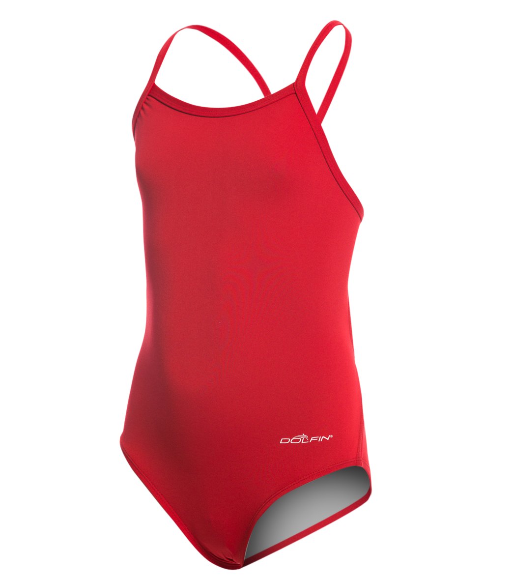 Dolfin Youth Reliance Solid V-Back One Piece Swimsuit - Red 24 - Swimoutlet.com