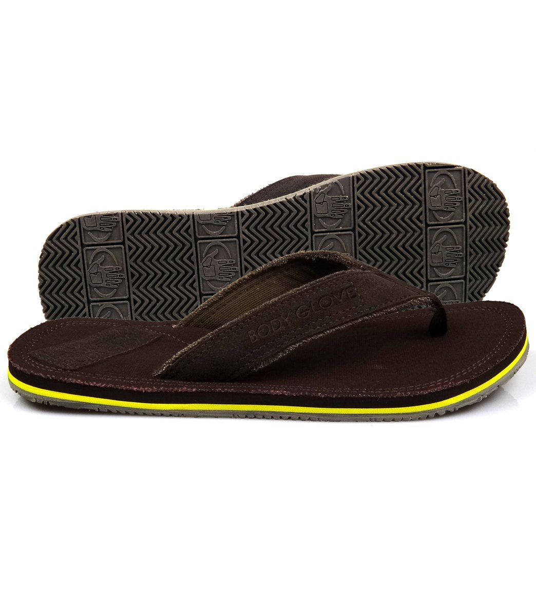 Body Glove Men's Bridgeport Flip Flop - Brown/Brown/Yellow 13 - Swimoutlet.com