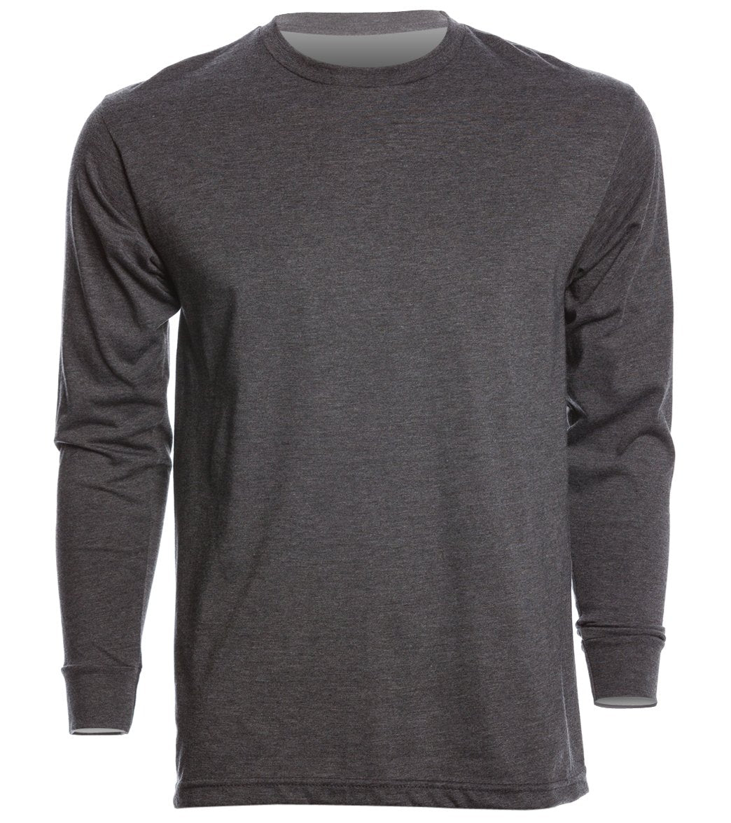 Men's Long Sleeve Crew/Cuff Shirt - Charcoal Xl Cotton/Polyester - Swimoutlet.com