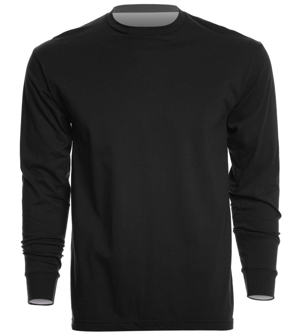 Men's Long Sleeve Crew/Cuff Shirt - Black Xl Cotton/Polyester - Swimoutlet.com