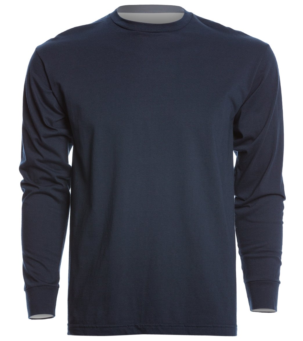 Men's Long Sleeve Crew/Cuff Shirt - Navy X-Small Cotton/Polyester - Swimoutlet.com