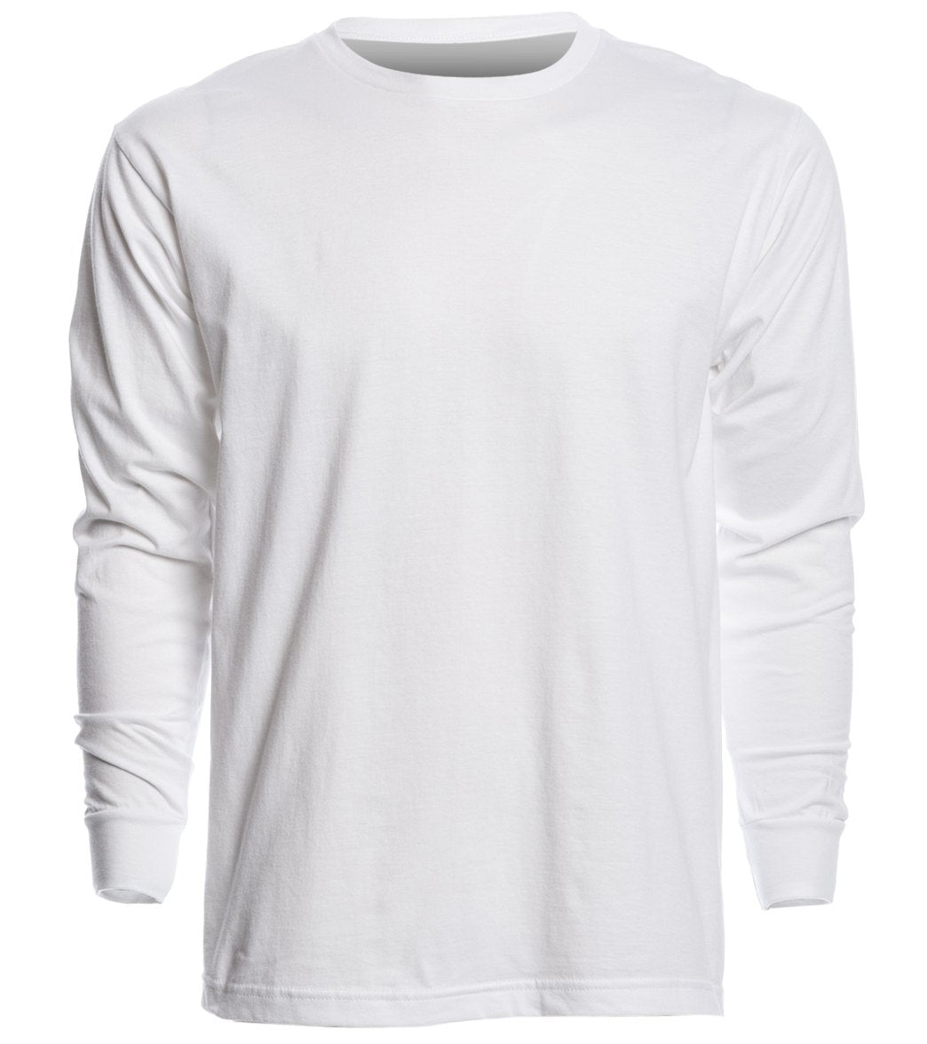 Men's Long Sleeve Crew/Cuff Shirt - White Xl Cotton/Polyester - Swimoutlet.com