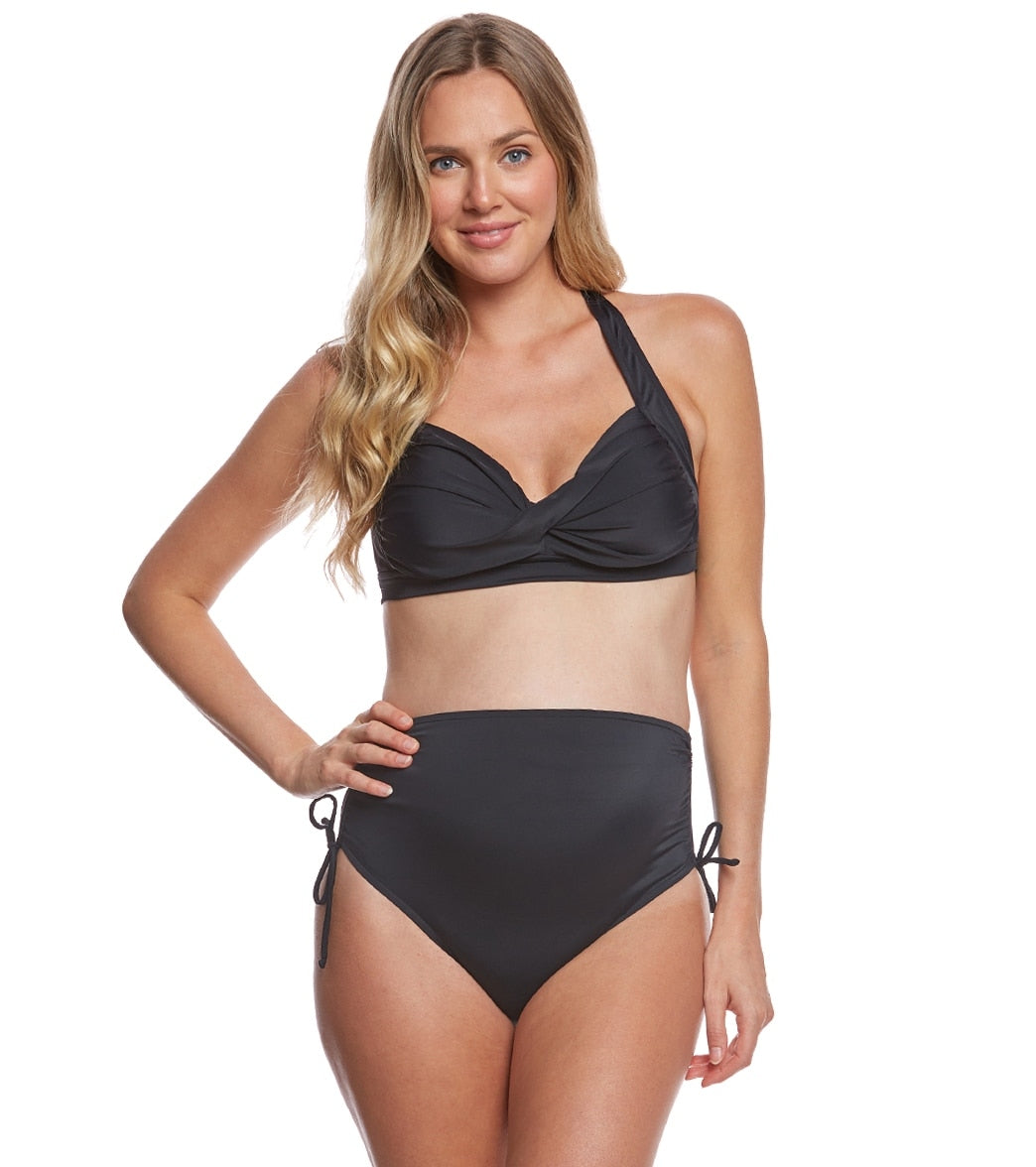 Prego Maternity Swimwear Solid Bombshell Bikini Set - Black Small - Swimoutlet.com