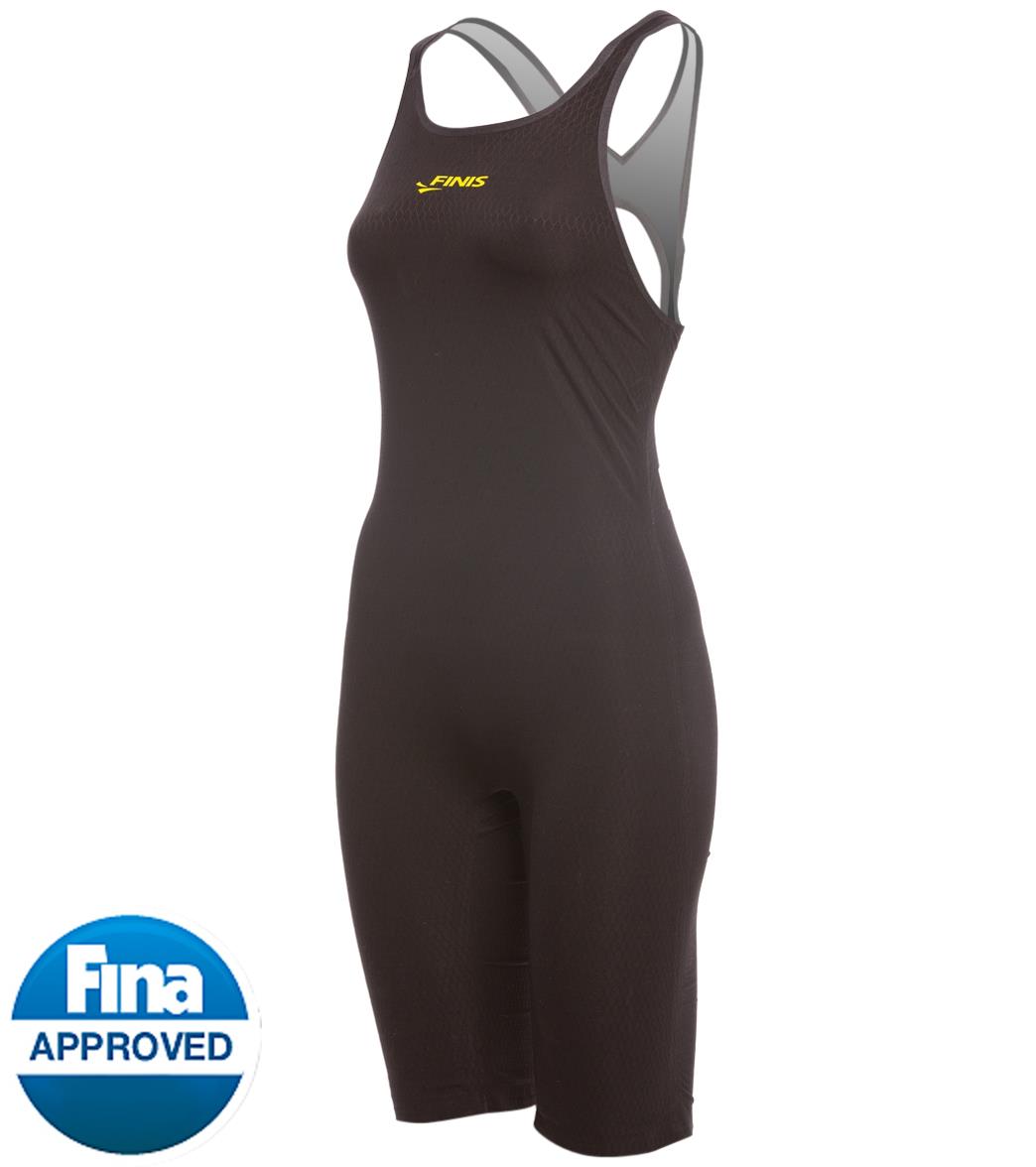 FINIS women's onyx solid open back kneeskin tech suit swimsuit - black 24 - swimoutlet.com