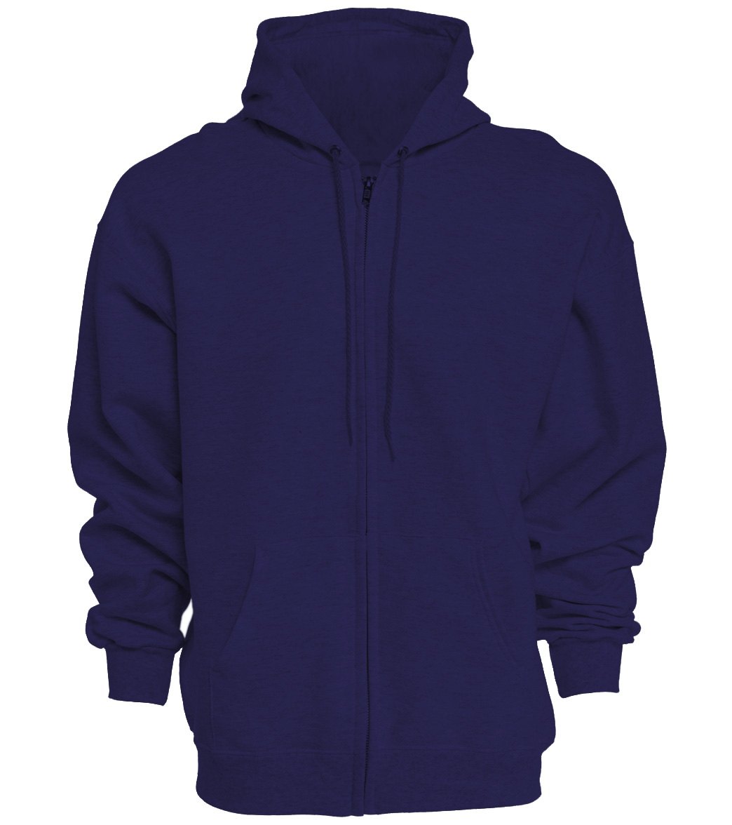 Men's Adult Full Zip Hoodie - Navy Large Cotton/Polyester - Swimoutlet.com