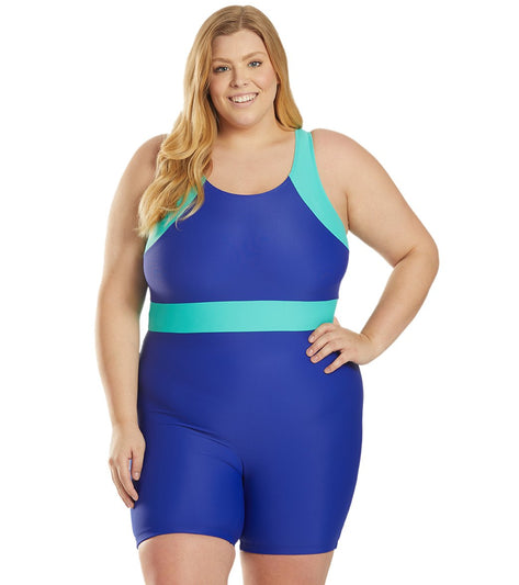 Sporti Plus Size Unitard Colorblock One Piece Swimsuit At 8434