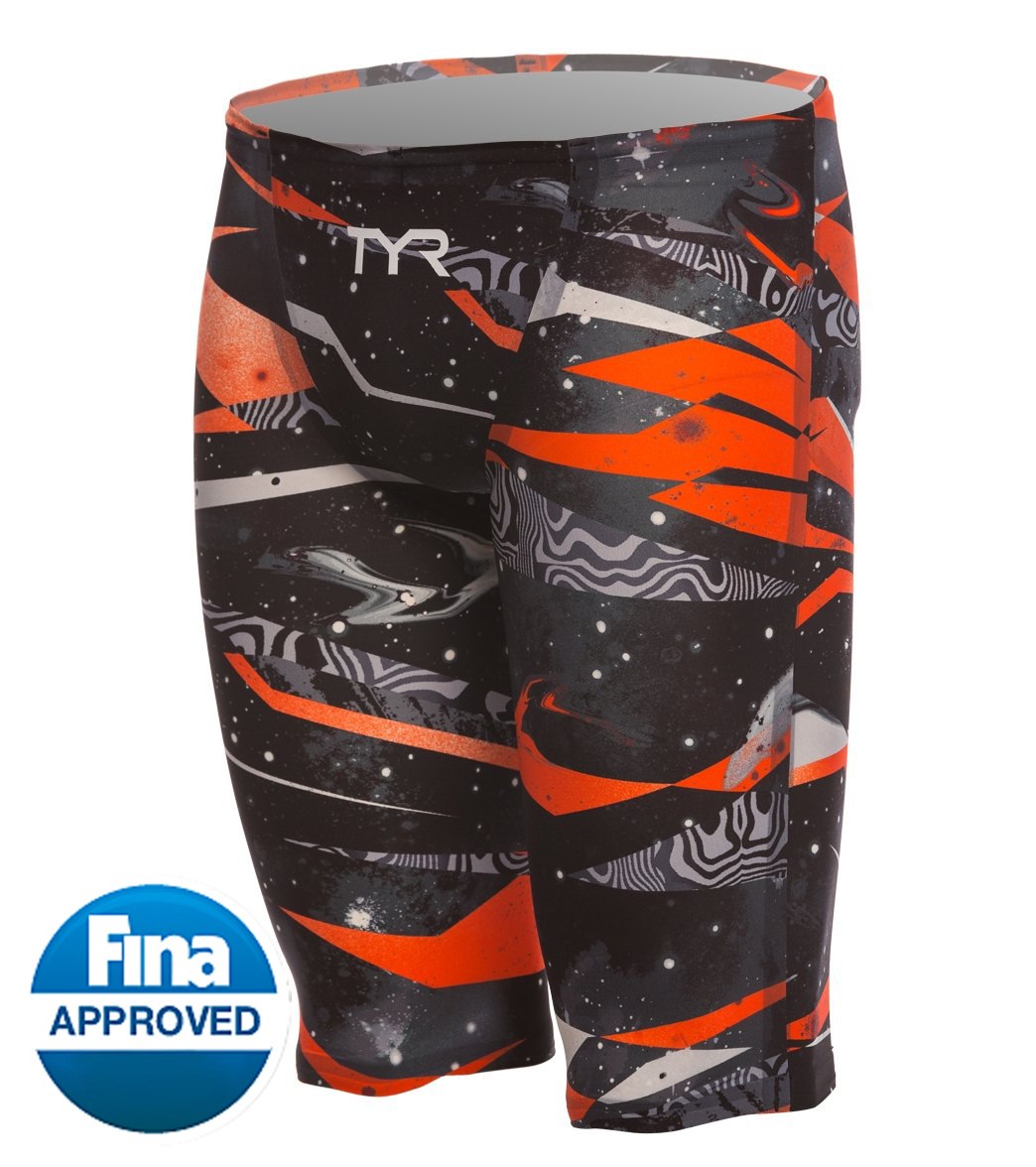 TYR Men's Avictor Omaha Nights Jammer Tech Suit Swimsuit - Black/Red 36 Nylon/Lycra®/Spandex - Swimoutlet.com