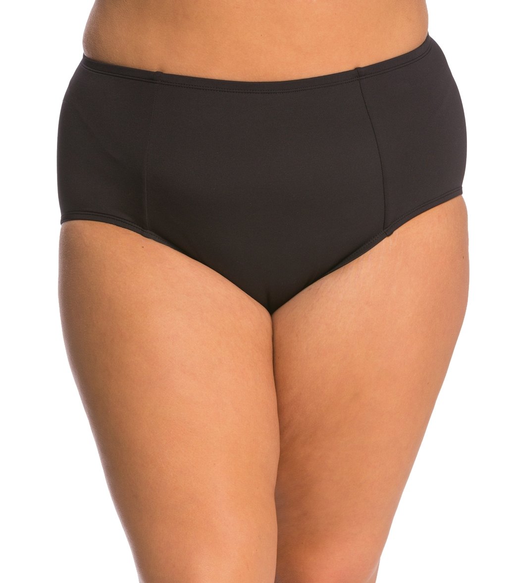 Kenneth Cole Plus Size High Waist Bikini Bottom - Black 3X - Swimoutlet.com