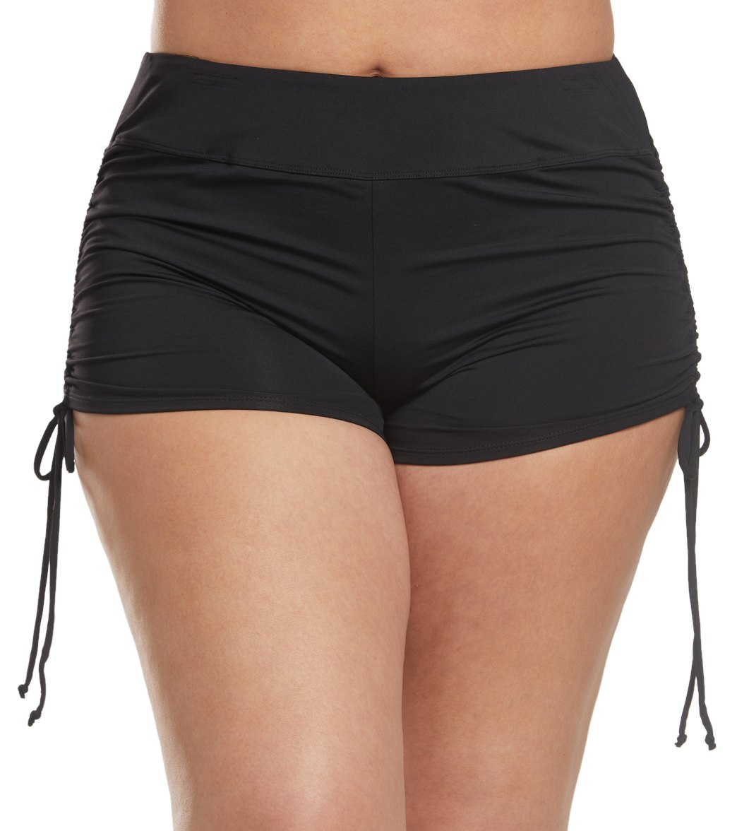 Beach House Plus Size Solid Blake Adjustable Side Tie Swim Short - Black 20W - Swimoutlet.com