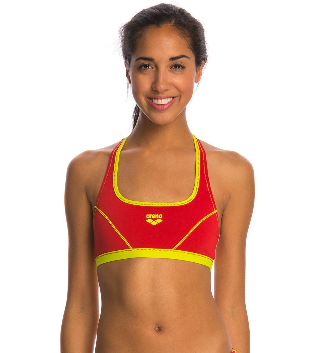 Arena Women's Sports Racer Back Top - Red/Soft Green 28 Polyester/Pbt - Swimoutlet.com